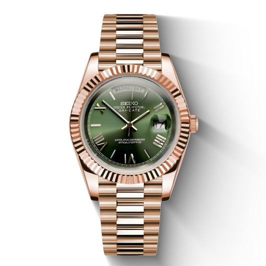 Seiko Day-Date Style Rose Gold Olive