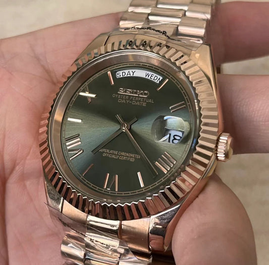 Seiko Day-Date Style Rose Gold Olive