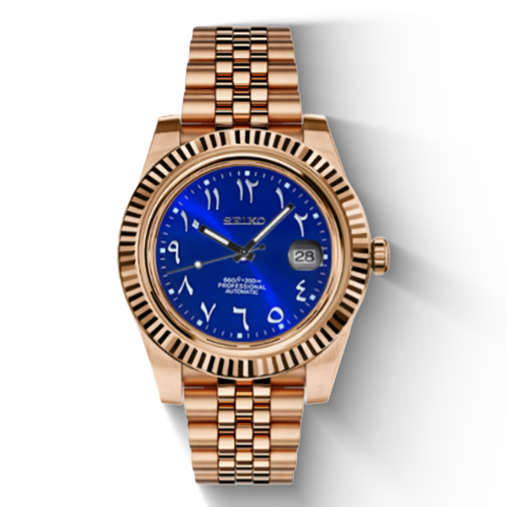 Seiko Date Arabic Rose Gold/Blue