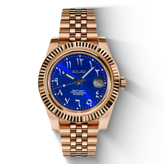 Seiko Date Arabic Rose Gold/Blue