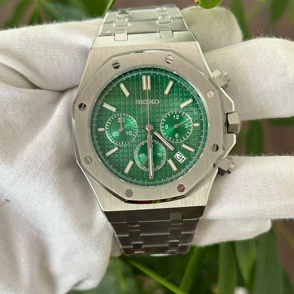 Seiko Oak Chronograph Silver/Green