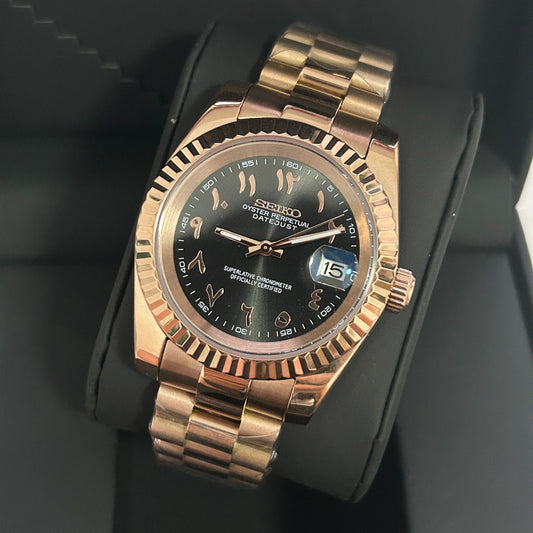 Seiko Date Rose Gold Arabic