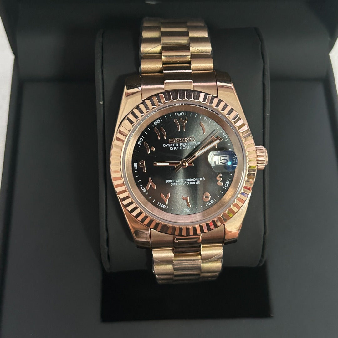Seiko Date Rose Gold Arabic