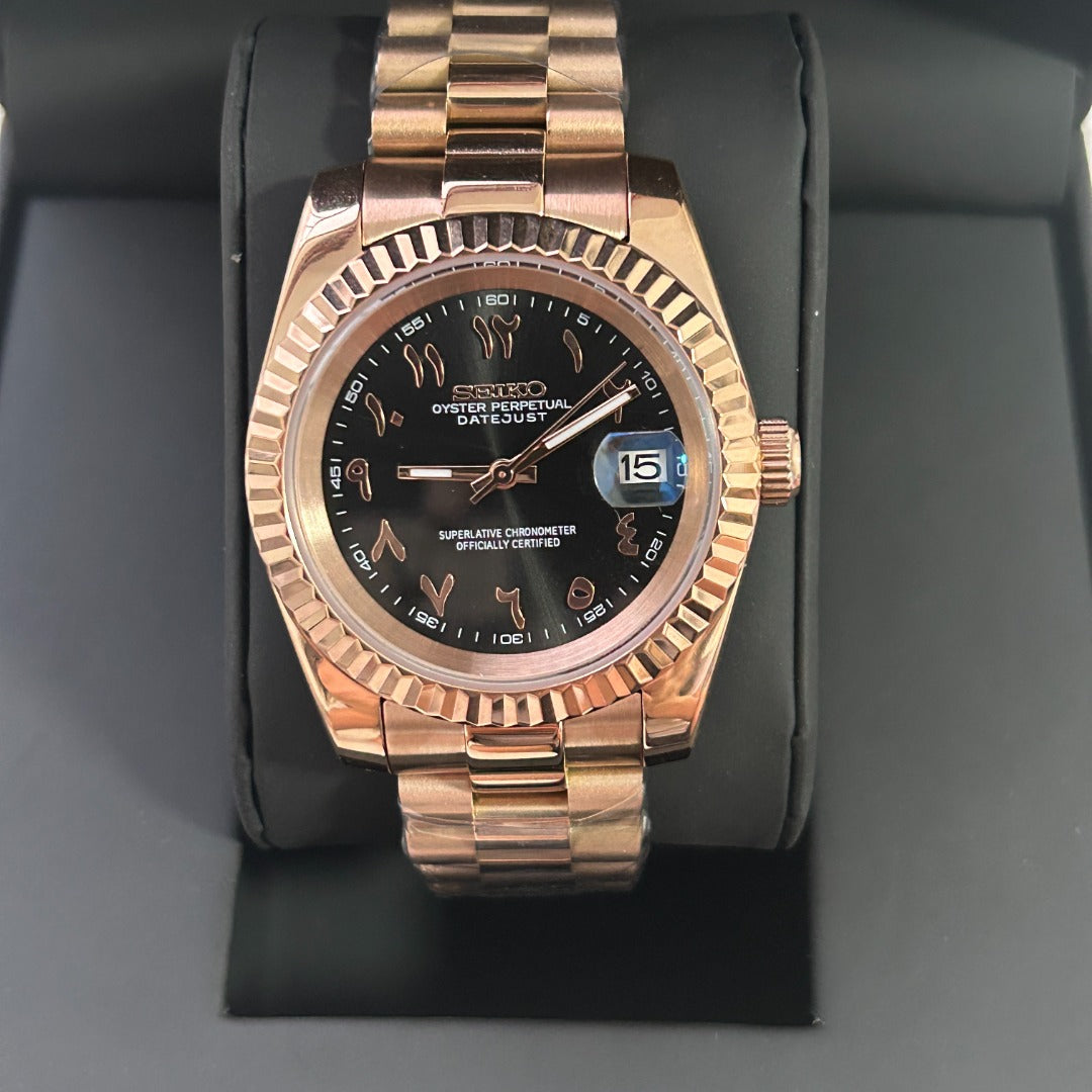 Seiko Date Rose Gold Arabic