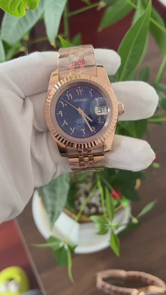 Seiko Date Arabic Rose Gold/Blue