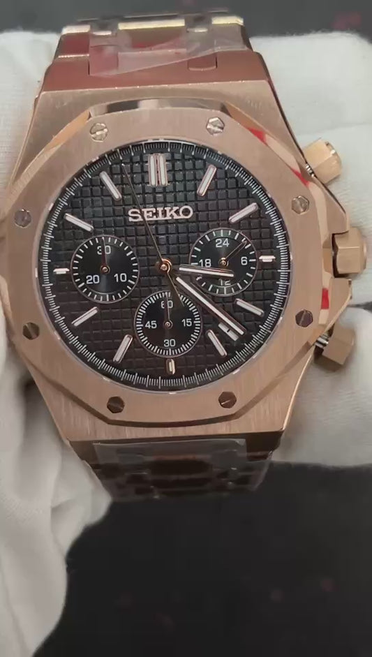 Seiko Oak Chronograph Rose Gold/Black